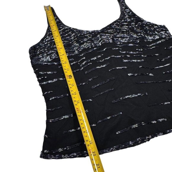VTG 90s Ikara Beaded Top Sz.10 Black Sleeveless V-Neck Formal Event Gothic Glam - Picture 7 of 10